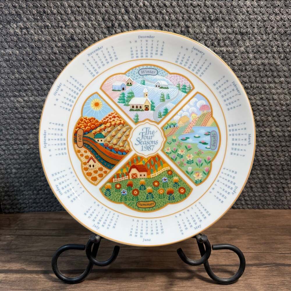 Avon The Four Seasons Calendar Plate 1987 Vintage Collector Decorative Plate